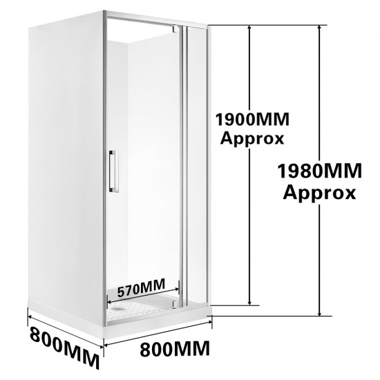 800*800*800mm 1900mm Height 3-Side Swing Door Square Shower Box